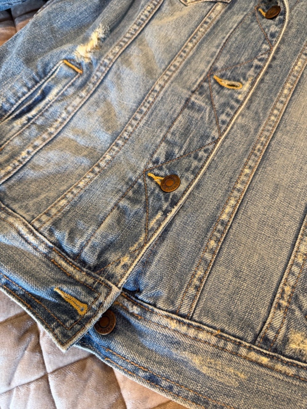 Abercrombie & Fitch Distressed Denim Jacket - Picture 9 of 14